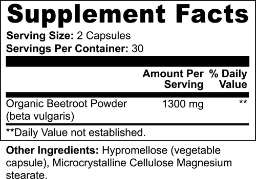 Beetroot powder capsules, high nitric oxide